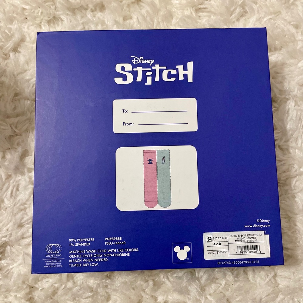 Disney Stitch Blue Holiday Snow Globe Box And Bonus Socks. - Picture 6 of 6